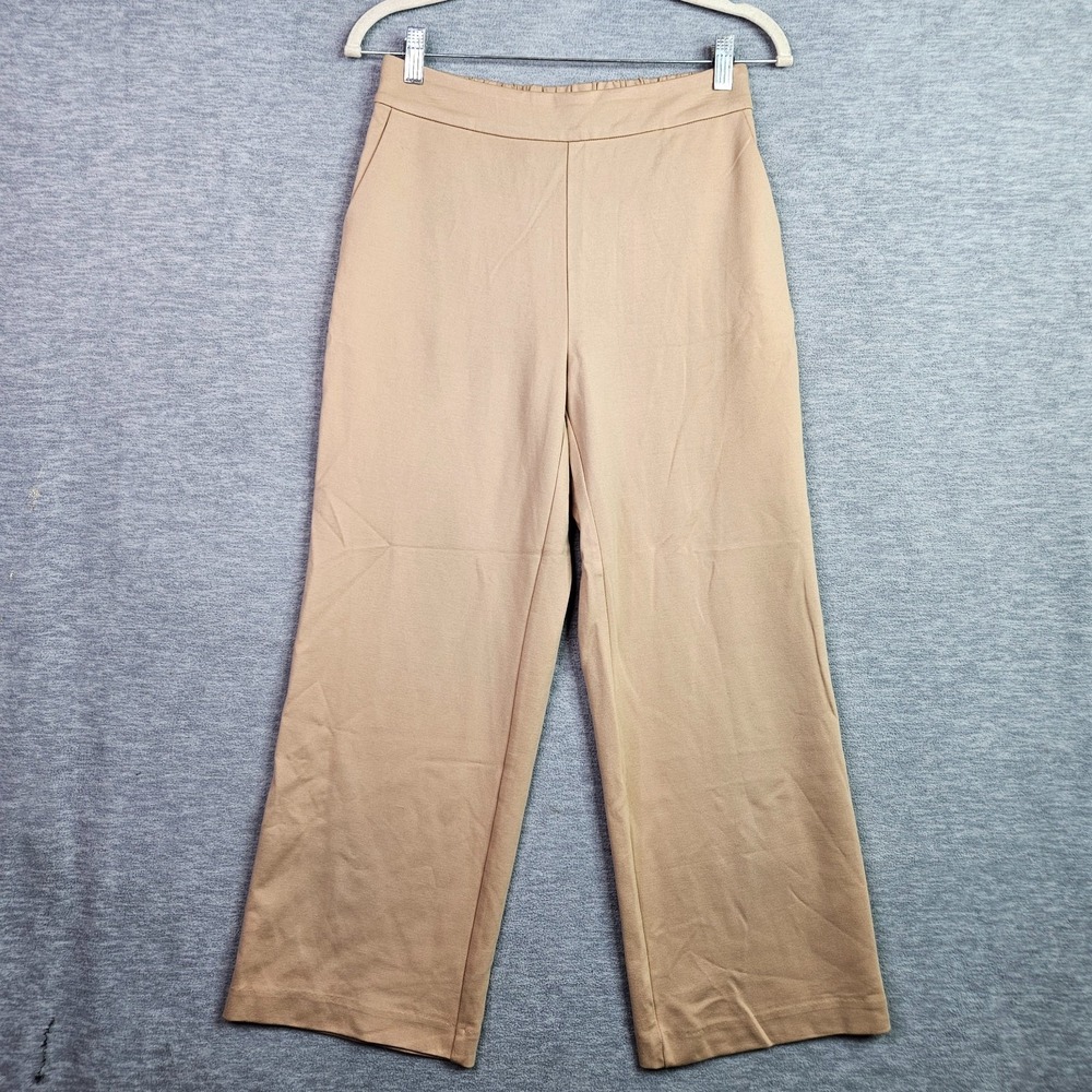 Petite Principle Pants Women Size SP Beige Straight Leg Pull On Stretch